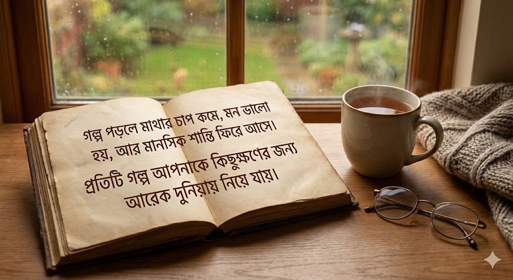 গল্প পড়লে মাথার চাপ কমে, মন ভালো হয়, আর মানসিক শান্তি ফিরে আসে।